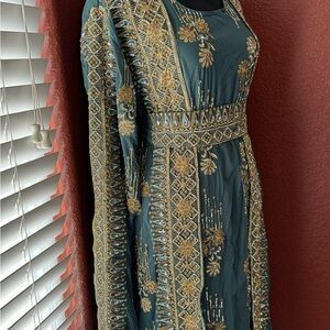 Elegant Embroidered Green Dress